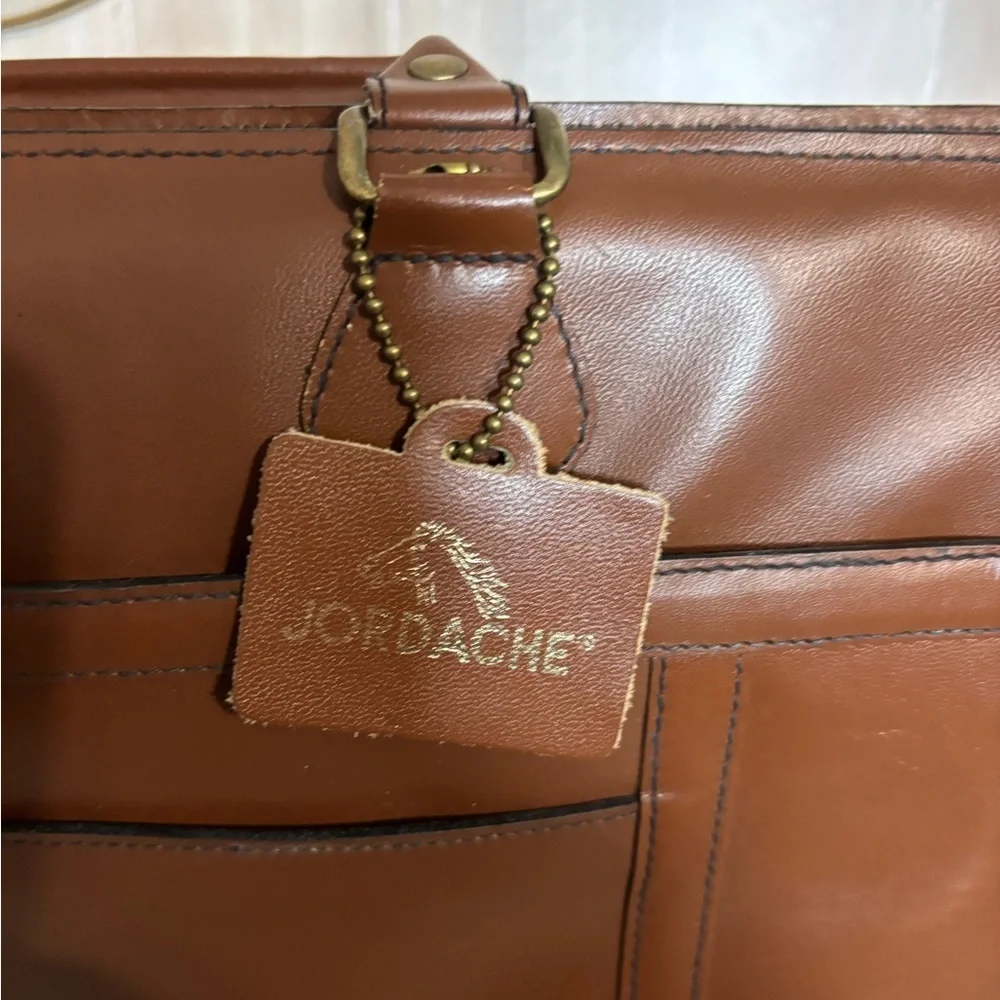 Jordache Vintage Brown Leather Men's Bag Briefcase Portfolio Unisex